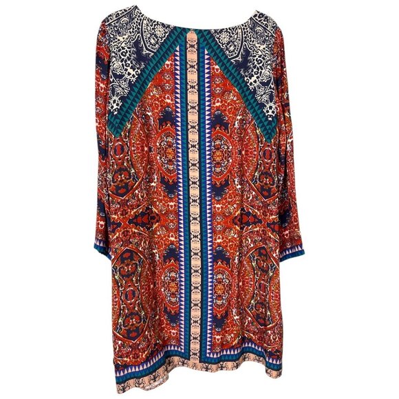 Cremieux Tunic Dress Multicolor 3/4 Sleeve - Size 12 - Picture 2 of 5